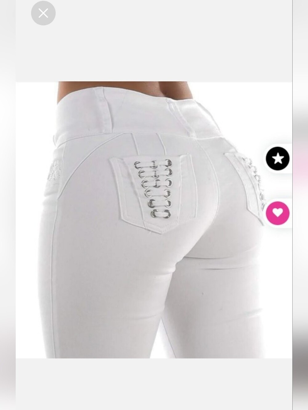 Tush Push White Skinny Jeans with Back Lace-Up Eyelets